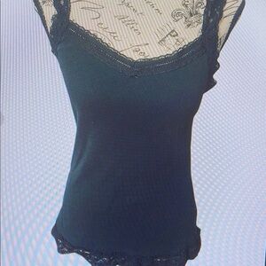 Elegant Black Lace Trim Women's Top